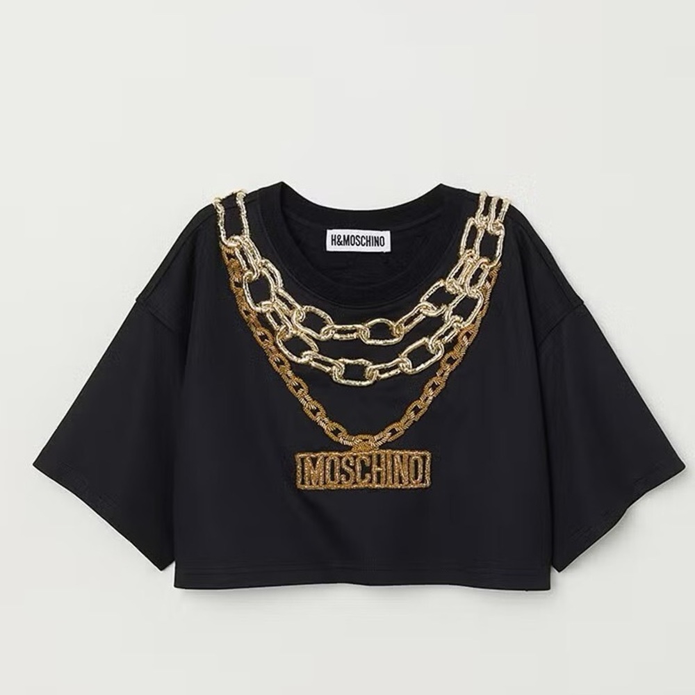 Moschino H&M Embellished Top with Gold Chain Detail Size S